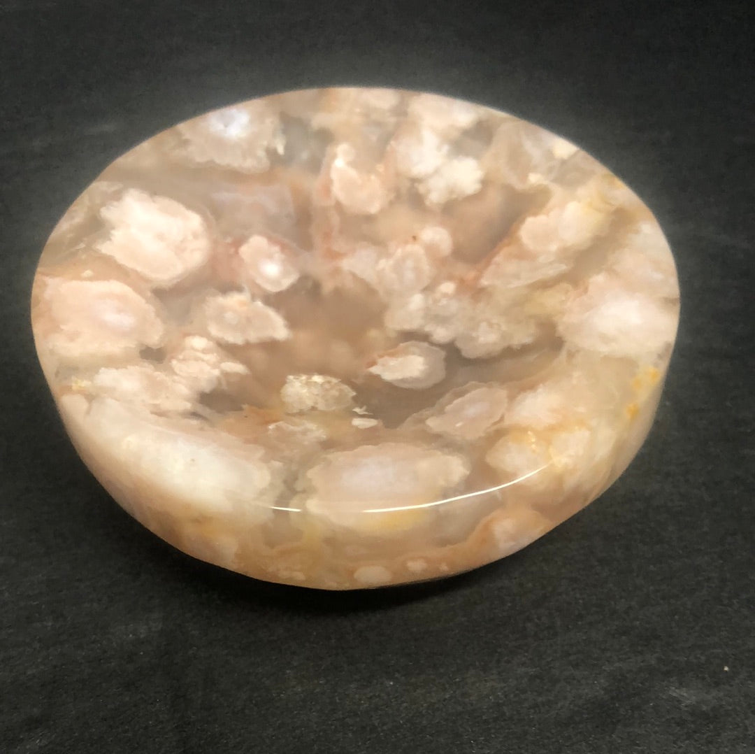 Flower agate bowl or sphere stand