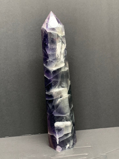 Purple and White Swirl Fluorite Tower