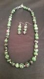 Ruby Zoisite Necklace and Earrings Set