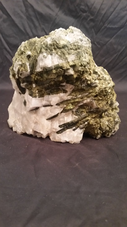 Green Tourmaline on White Quartz