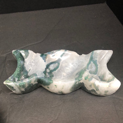 Triple moon moss agate bowl